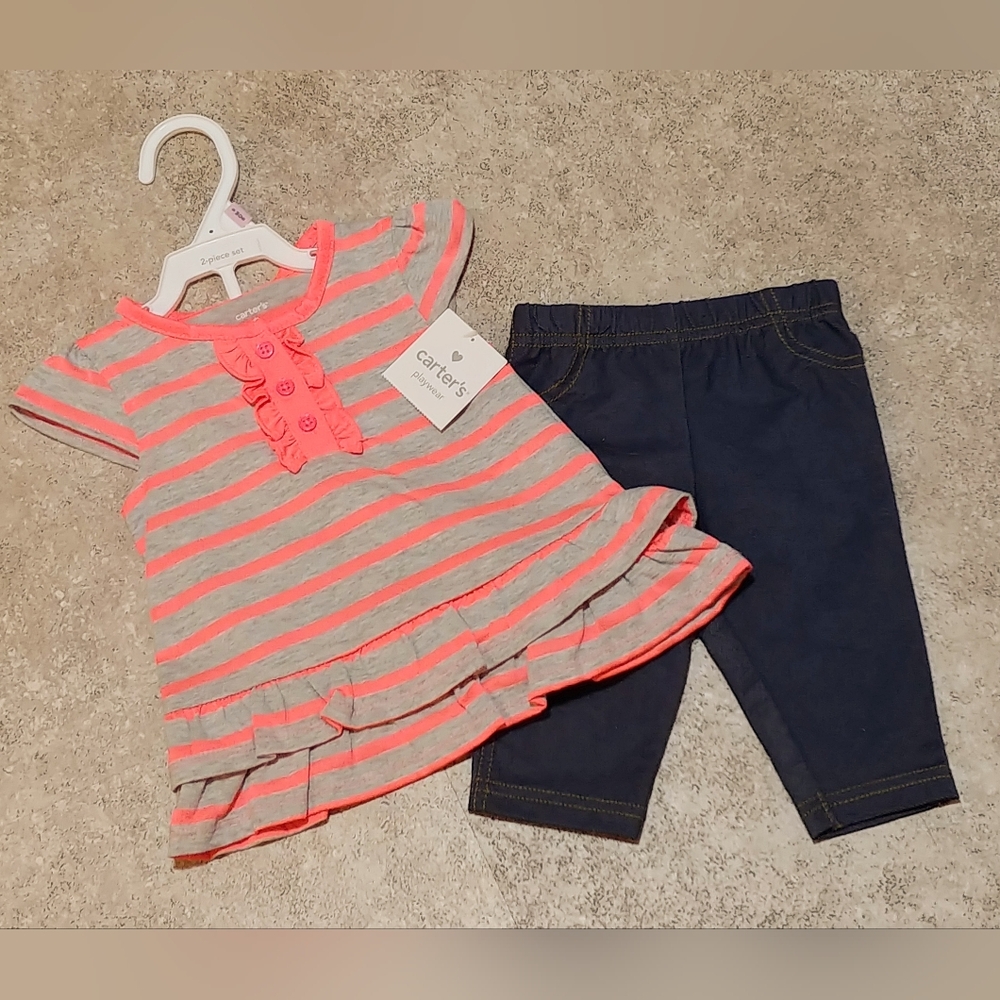Carter's 2 piece 9 month old Watermelon/bright pink outfit